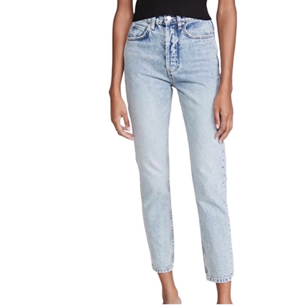 Anine Bing Straight Leg Jeans in Light Blue